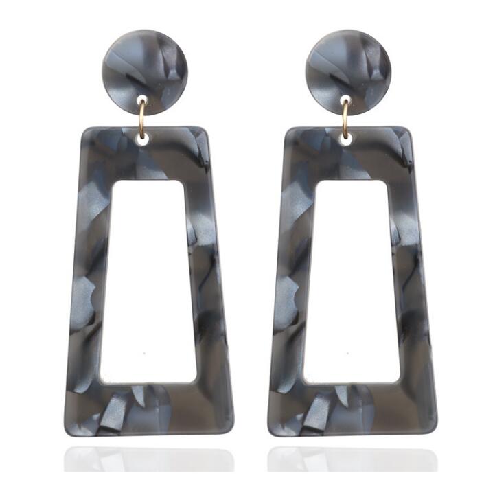 New Bohemian Style Acetate Geometric Rectangle Drop Earrings For Women Fashion Resin Acrylic Irregular Dangle Earring Mix Colors GD506