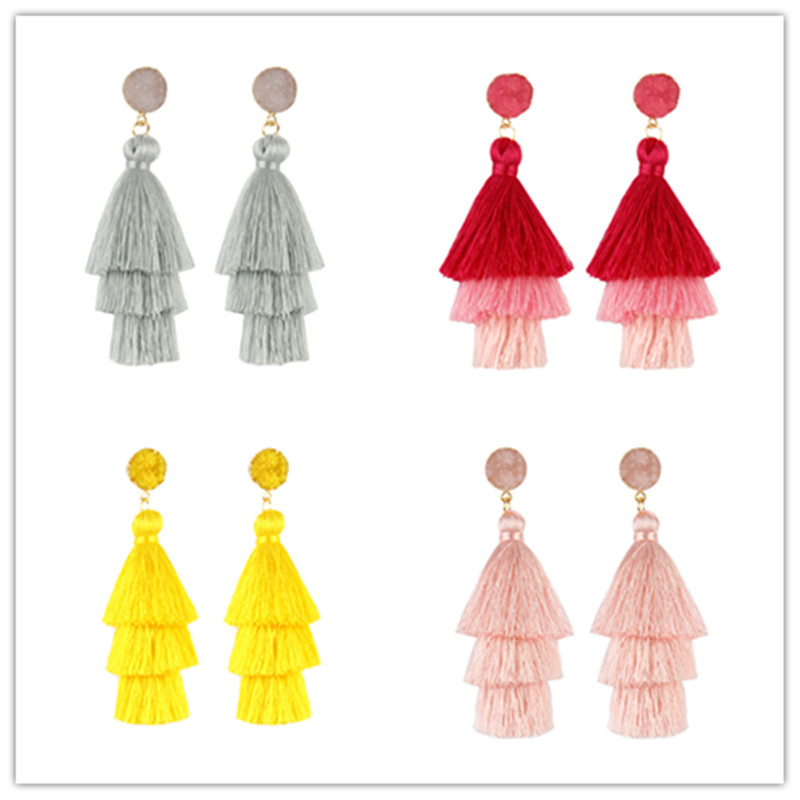Europe and the United States ExplosionsHigh-end Fashion Bohemia Three-layer Tassel Earrings Simple Temperament Exaggerated Earr
Europe and the United States ExplosionsHigh-end Fashion Bohemia Three-layer Tassel Earrings Simple Temperament Exaggerated Earr