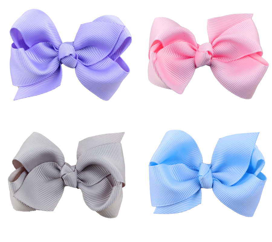 200 pcs hot sale Korean 3 INCH Grosgrain Ribbon Hairbows Baby Girl Accessories With Clip Boutique Hair Bows Hairpins Hair ties