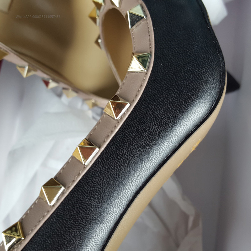 Free Shipping! 35-41 New 2020 Fashion fashion lady High Heels shoes real cowhide real leather 9.5cm Wedding Shoes Pumps Stud Sandals