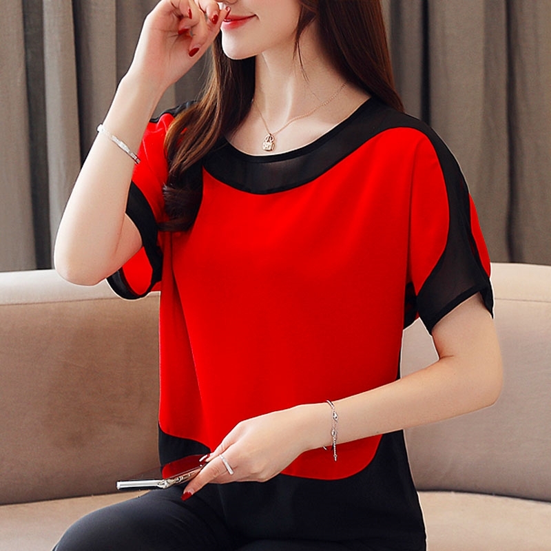 fashion women blouses women blouse shirt short Sleeve plus size chiffon blouse women shirts womens tops and blouses 3397 50 200924