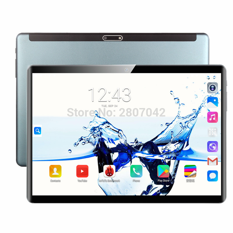

2.5D 1920*1200 10.1' Tablets Android 9.0 Octa Core 128GB ROM Dual Camera 8MP Dual SIM Tablet PC Wifi GPS bluetooth phone 10 call, Black