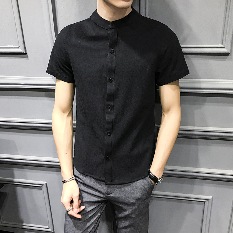 Mandarin Collar Short Sleeve Cotton Shirt Men Black White Blue Shirt Man 2020 Summer Solid Breathable Casual Slim Fit Male
Mandarin Collar Short Sleeve Cotton Shirt Men Black White Blue Shirt Man 2020 Summer Solid Breathable Casual Slim Fit Male