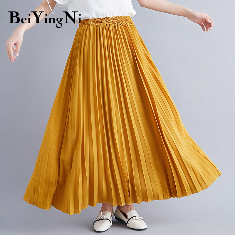 Beiyingni Women Maxi Skirts 2020 Vintage 10Colors Solid Elastic High Waist Pleated Skirt Casual Black Yellow Korean Saias Party
Beiyingni Women Maxi Skirts 2020 Vintage 10Colors Solid Elastic High Waist Pleated Skirt Casual Black Yellow Korean Saias Party
