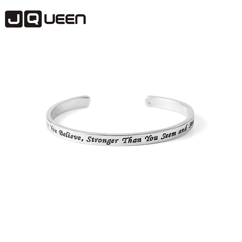 

Best Sellers Inspirational Lettering Fashion Alloy Sliver Color Hatch Bracelet Simple Style Adjustable Bangle Unisex Jewelry