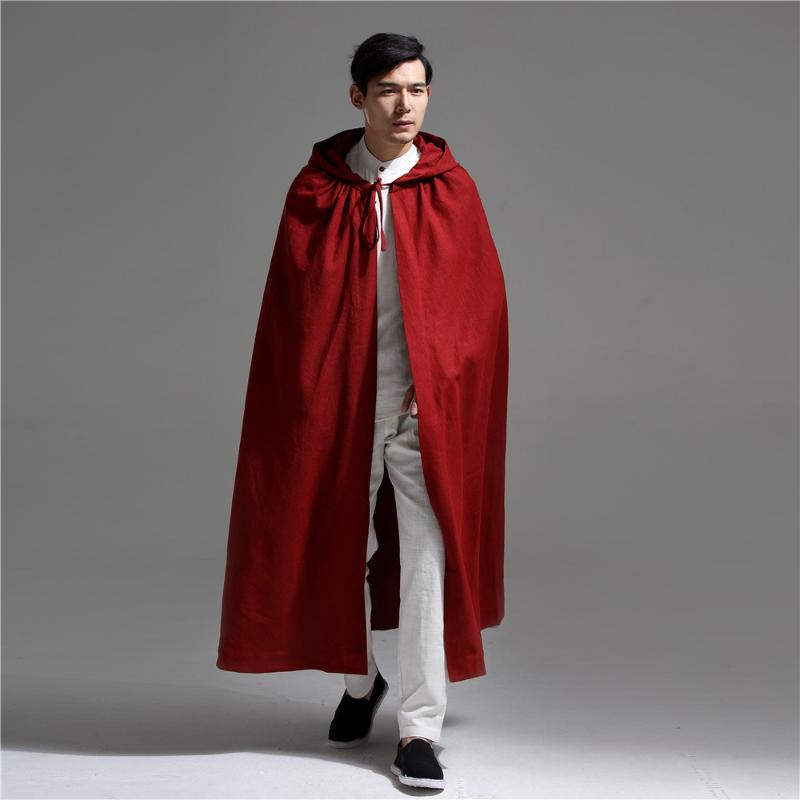 Chinese Style Long Hooded Red Cloak Men Cotton Linen Mens Trench Coat Loose Ponchos and Capes Male High Quality Cape, Black
Chinese Style Long Hooded Red Cloak Men Cotton Linen Mens Trench Coat Loose Ponchos and Capes Male High Quality Cape, Black