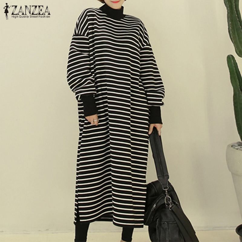 Fashion Striped Hoodies Dress Women' Autumn Sweatshirts 2020 ZANZEA Casual Long Sleeve Split Maxi Vestidos Female O Neck Robe, Black
Fashion Striped Hoodies Dress Women' Autumn Sweatshirts 2020 ZANZEA Casual Long Sleeve Split Maxi Vestidos Female O Neck Robe, Black