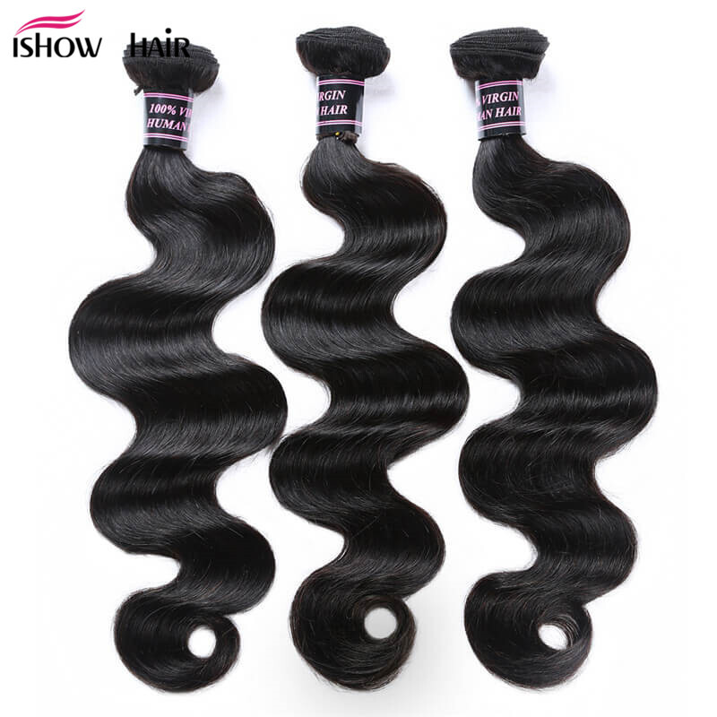 Ishow Mink Brazilian Hair Weave Bundles Wefts Body Yaki Straight Loose Deep Water Virgin Human Hair Extensions for Women Girls All Ages Natural Black