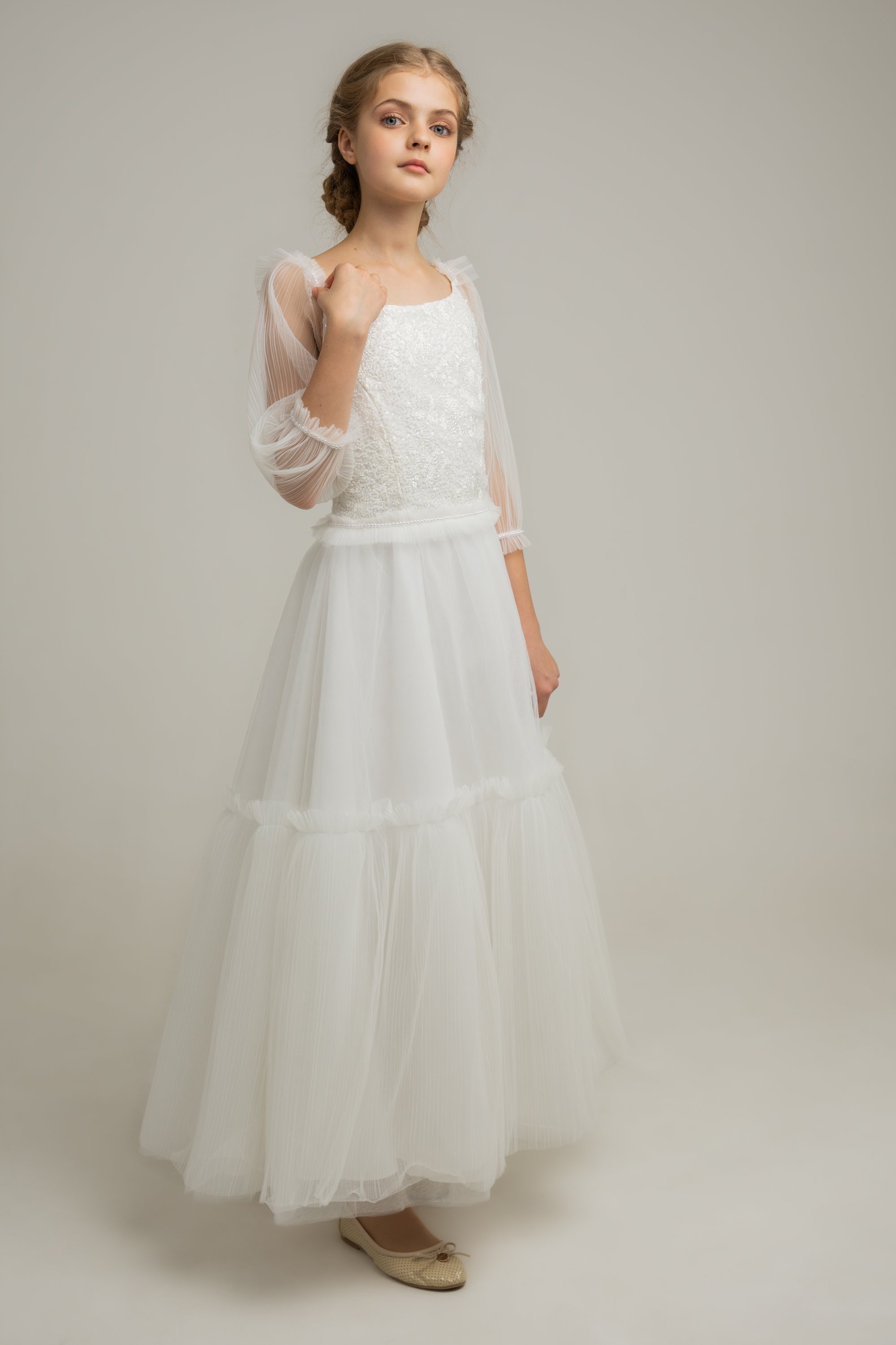 A Line Flower Girl Dresses for Wedding Sequins Appliqued Girls Party Dress Square Neck Custom Made Kids Birthday Gowns