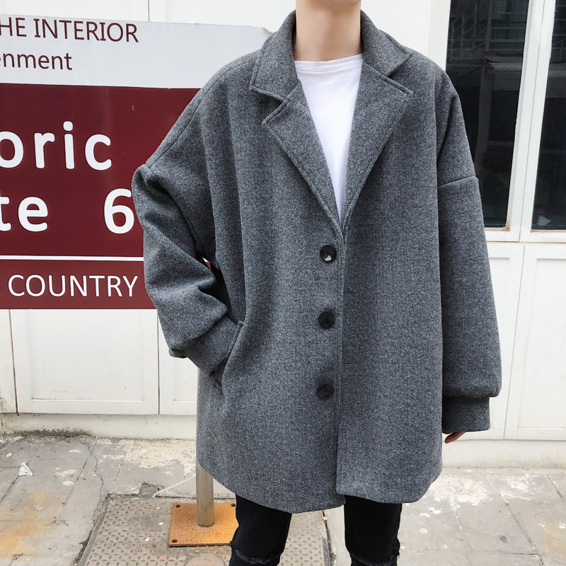 Winter Thick Short Short Woolen Coat Men's Fashion Solid Color Casual Woolen Jacket Men Street Loose Coat Male Overcoat, Black
Winter Thick Short Short Woolen Coat Men's Fashion Solid Color Casual Woolen Jacket Men Street Loose Coat Male Overcoat, Black