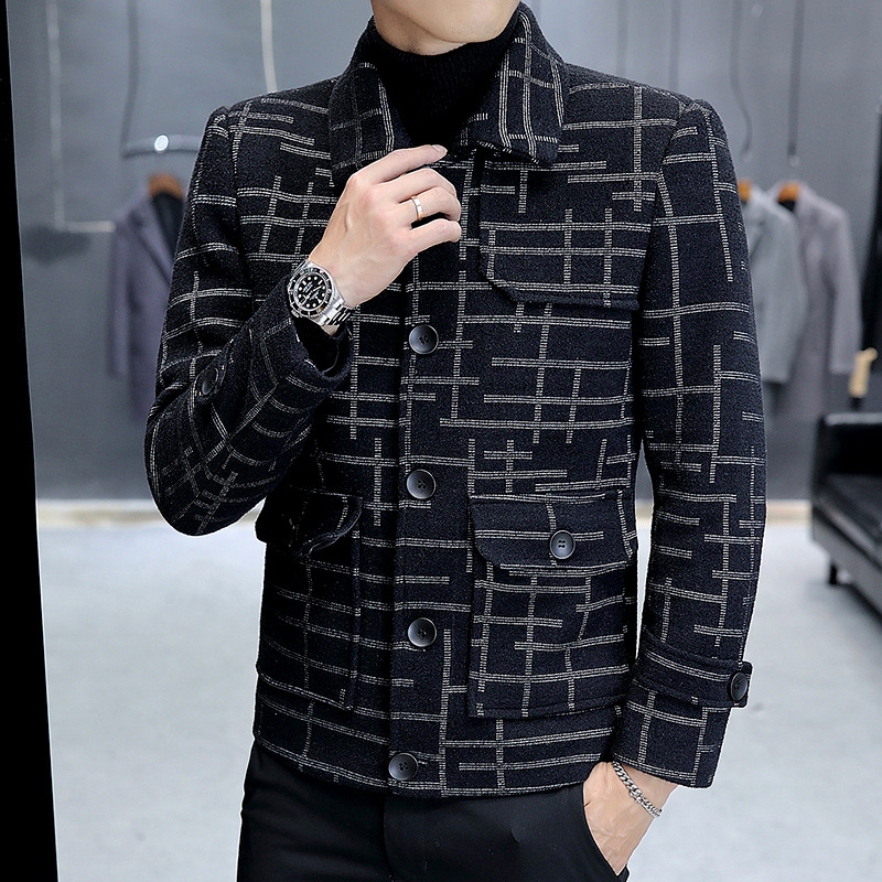 2021 Fashion Trendy Brand Casual Men Suit Thick Woolen Jacket With High Quality Fit Slim Spring And Autumn Plaid Business Men Coat