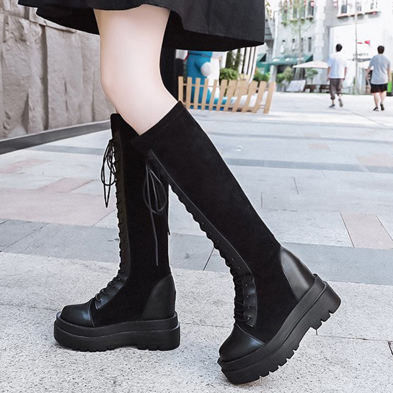 2020 Autumn Winter Women Chunky Knee High Boots Height Increasing Thick Sole Long Boots Female Lace Up Platform Booties, Beige
2020 Autumn Winter Women Chunky Knee High Boots Height Increasing Thick Sole Long Boots Female Lace Up Platform Booties, Beige