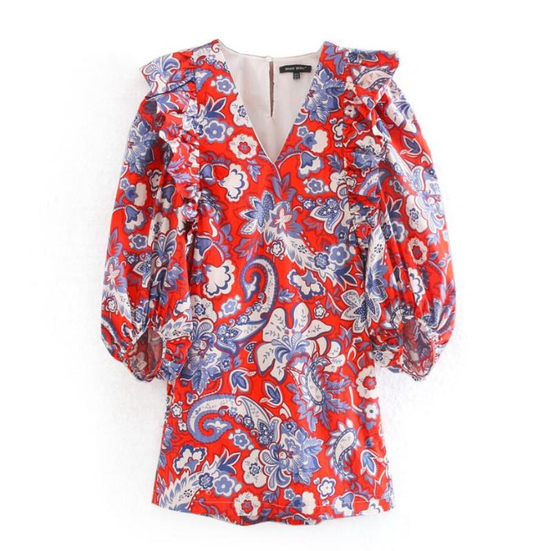 women stylish V neck mini dress ruffles long sleeve female casual straight style chic dresses vestidos, Red
women stylish V neck mini dress ruffles long sleeve female casual straight style chic dresses vestidos, Red