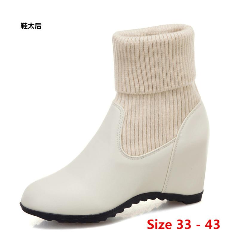 Mid Calf Boots Height Increasing Wedges Women Spring Autumn Winter High Heel shoes Short Boots Woman Small Big Size 33 - 43, Beige
Mid Calf Boots Height Increasing Wedges Women Spring Autumn Winter High Heel shoes Short Boots Woman Small Big Size 33 - 43, Beige