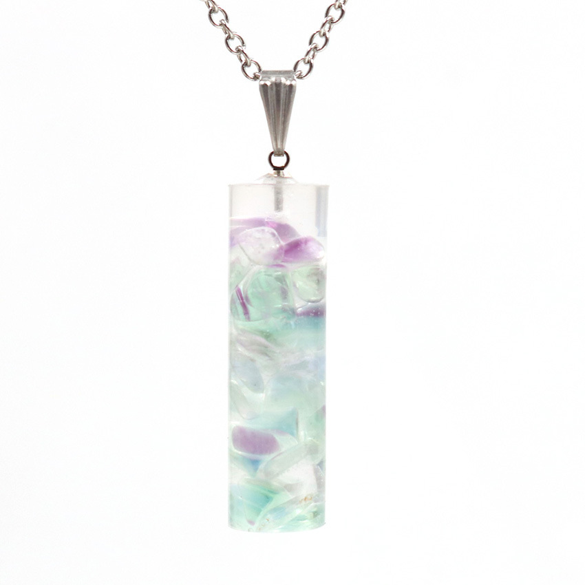 QIMOSHI Handmade Raw Quartz Column Pendant Necklace for Women Men Crystal Point Pendants Jewelry