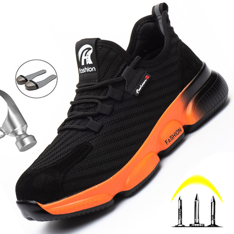 Fashion New Work Boots Safety Steel Toe Shoes Men Puncture-Proof Work Sneakers Lightweight Safety Shoes Men Boots Free Shipping