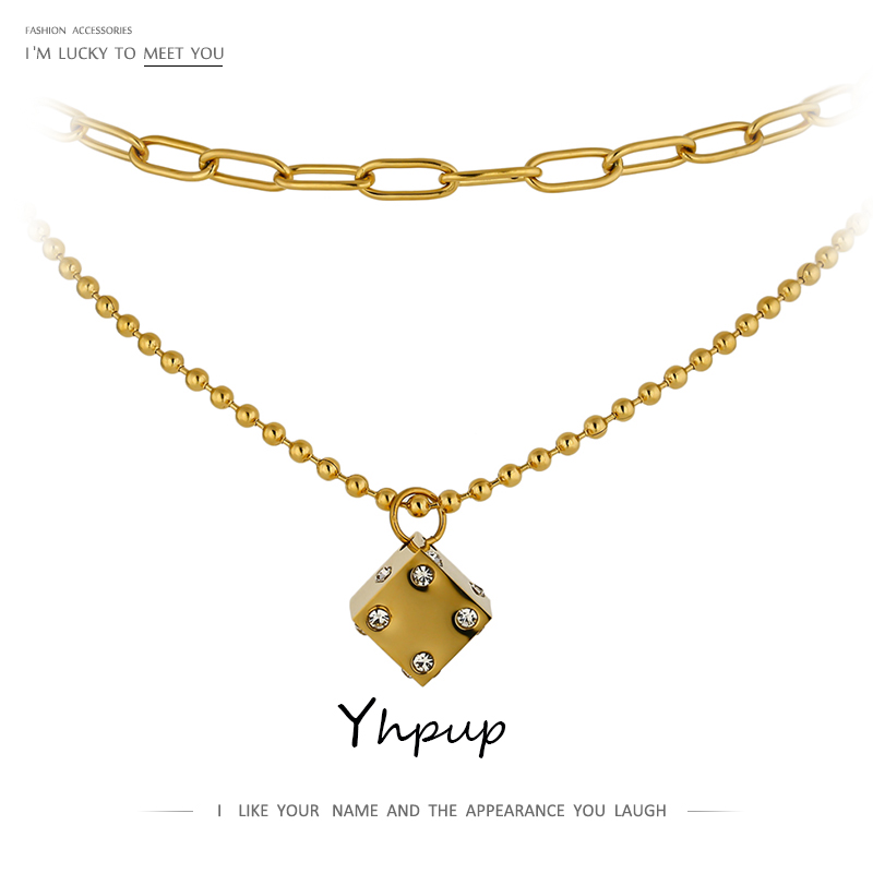 Yhpup Fashion Double Pendant Dice Chain Necklace Women 2020 Stainless Steel Jewelry Collane Donna statement New Choker Necklace
Yhpup Fashion Double Pendant Dice Chain Necklace Women 2020 Stainless Steel Jewelry Collane Donna statement New Choker Necklace