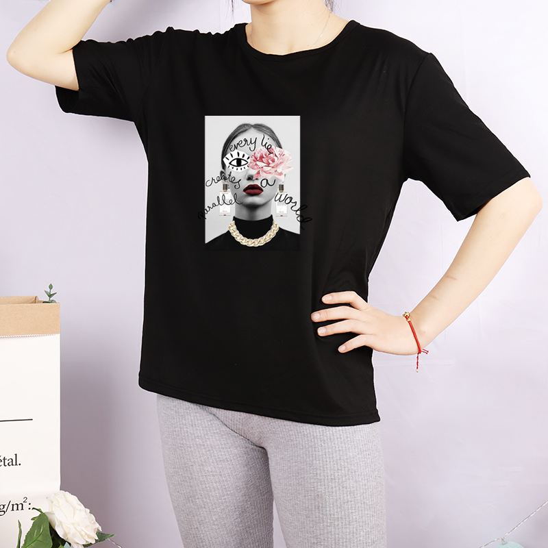 DIY T-Shirts for Women Fashion Printed Crew Neck Shirts Breathable Casual Women Tops Tee Custom 4 Colors Plus Size -4XL A709, Black
DIY T-Shirts for Women Fashion Printed Crew Neck Shirts Breathable Casual Women Tops Tee Custom 4 Colors Plus Size -4XL A709, Black