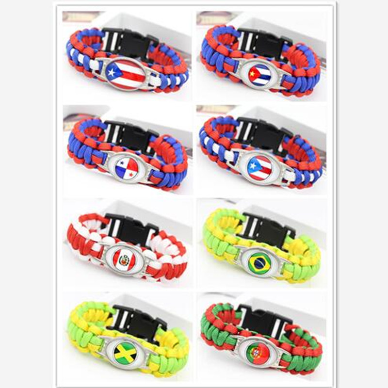 Hot Selling Puerto Rico Brazil Cuba Italy Mexico Portugal Jamaica Panama Flag Survival Paracord Bracelet 10PCS/LOT
Hot Selling Puerto Rico Brazil Cuba Italy Mexico Portugal Jamaica Panama Flag Survival Paracord Bracelet 10PCS/LOT