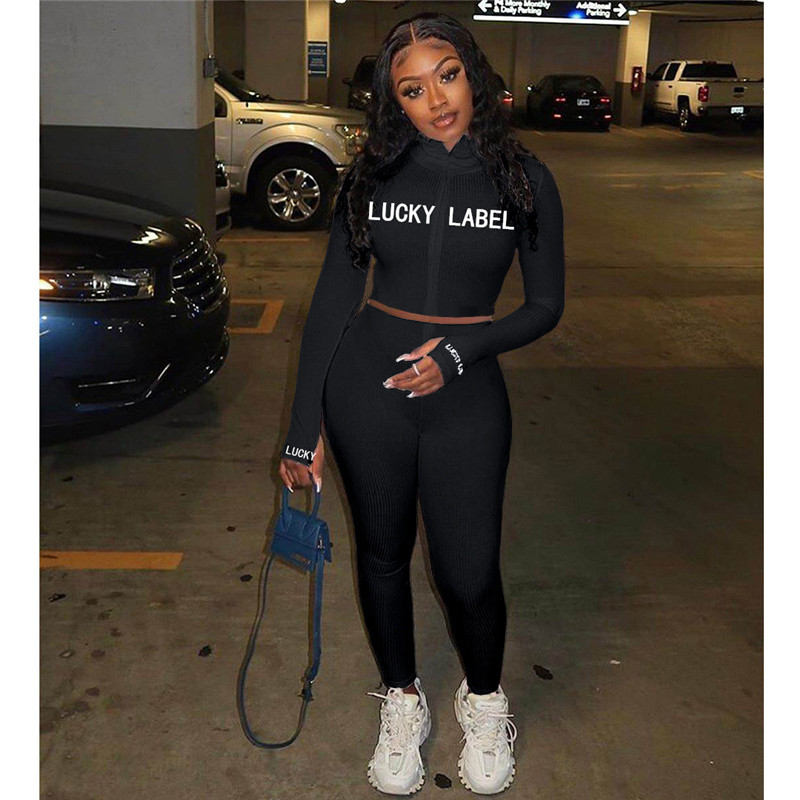 New Plus size 3X fall winter women outfits long sleeve tracksuits jacket crop top pants sports letter two piece set casual jogging suit 3715