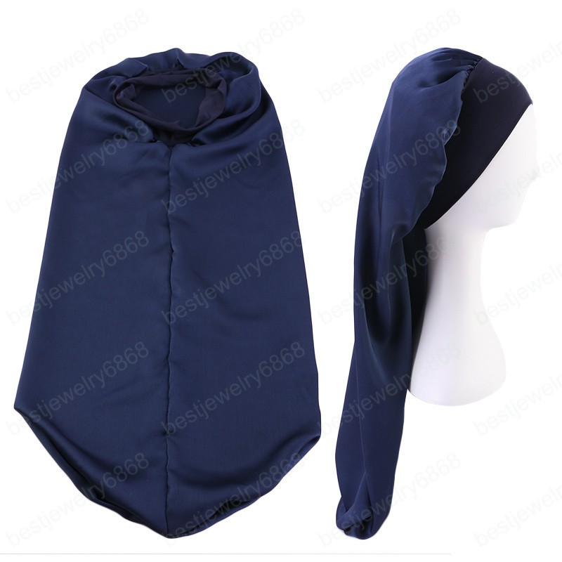 New Women Wide Band Satin Bonnet Sleep Night Cap Silk Long Tube Beauty Ladies Hair Care Caps Hair Protector