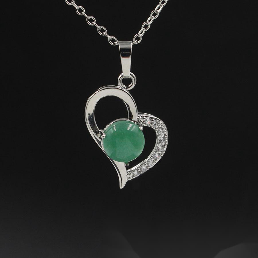 QIMOSHI Infinity Love Heart Pendant Necklace for Friend monther Crystal Chakra Yoga Jewelry Available in Various Colored Stones
