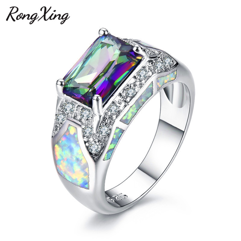 RongXing Silver Color White Fire Opal Wedding Rings for Women Geometric Big Stone Ring Rainbow/Blue Birthstone Jewelry
RongXing Silver Color White Fire Opal Wedding Rings for Women Geometric Big Stone Ring Rainbow/Blue Birthstone Jewelry
