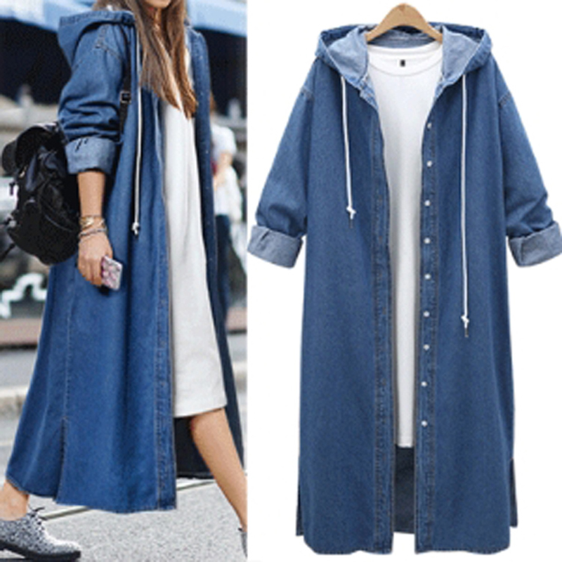 Denim Trench Coat Women's Mid-length Single-breasted Spring Autumn New Large Size Long-sleeved Hooded Bat Sleeve Denim Coat Z290, Dark blue
Denim Trench Coat Women's Mid-length Single-breasted Spring Autumn New Large Size Long-sleeved Hooded Bat Sleeve Denim Coat Z290, Dark blue