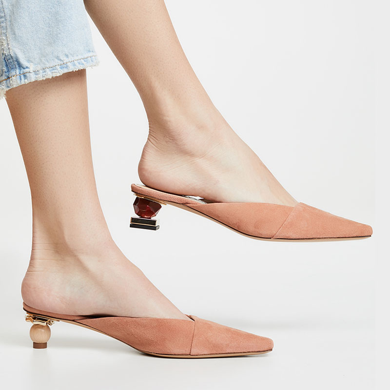 Geometric Heel Women Slippers Pointed Toe Patchwork Slip-on Women Pumps Shoes Luxury Design Suede Slide Shoes Med Heel, As show
Geometric Heel Women Slippers Pointed Toe Patchwork Slip-on Women Pumps Shoes Luxury Design Suede Slide Shoes Med Heel, As show