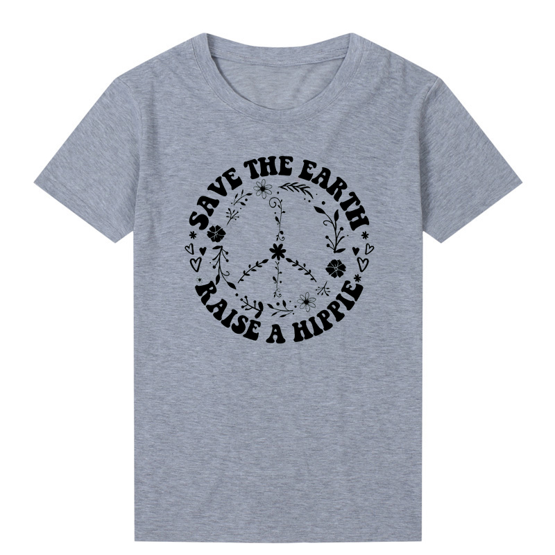 Save The Earth Raise A Hippie Womens Clothing Summer Fashion Kawaii Graphic T Shirt Cotton Shirt 90s Plus Size Top Drop Shipping