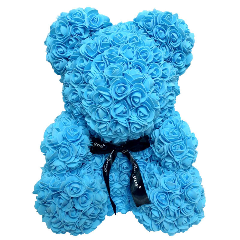 HOT Valentine's Day gift 25cm teddy bear rose flower artificial decoration gift for girlfriends and mothers Valentine's Day