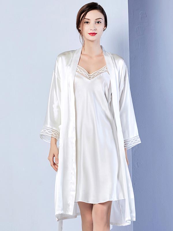 Real Silk Sexy Nightdress Sleepwear Robe Hollow Out Long Section Women Robe Set Lace Sexy Cardigan 2Pcs Set Bathrobe Loungewear, Black
Real Silk Sexy Nightdress Sleepwear Robe Hollow Out Long Section Women Robe Set Lace Sexy Cardigan 2Pcs Set Bathrobe Loungewear, Black