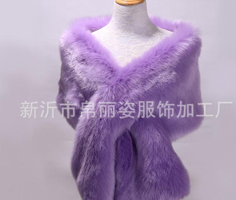 Winter Faux Fox Fur Wraps Bridal Evening Dress Shawl Long Thickened Cloak Scarf Female Fake Bib & Jacket 30cm*165cm