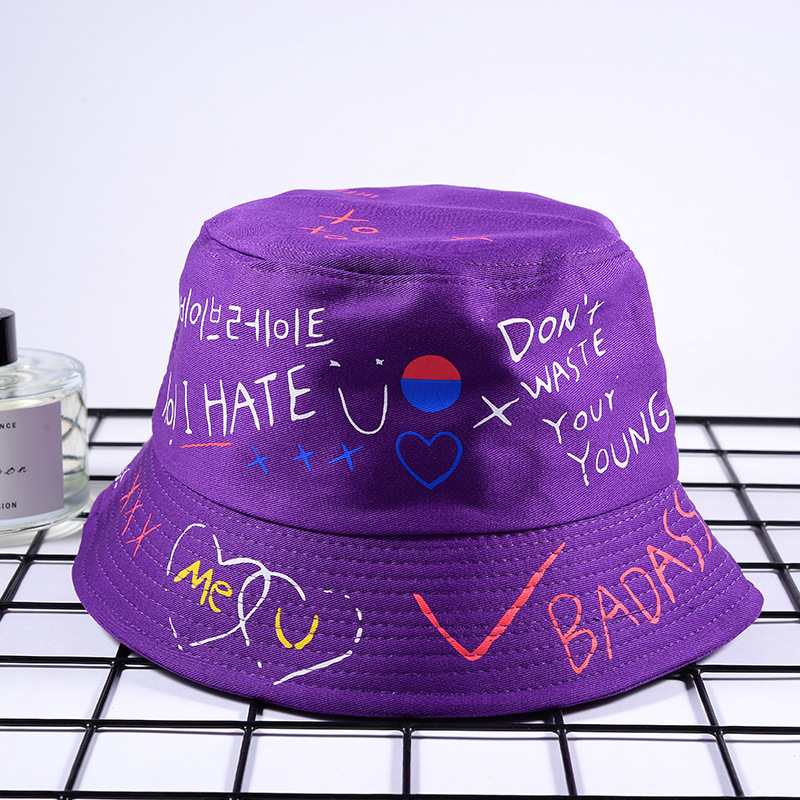 Hip hop hat men and women casual skateboard hat young fashion street personality love graffiti fisherman hat basin heart