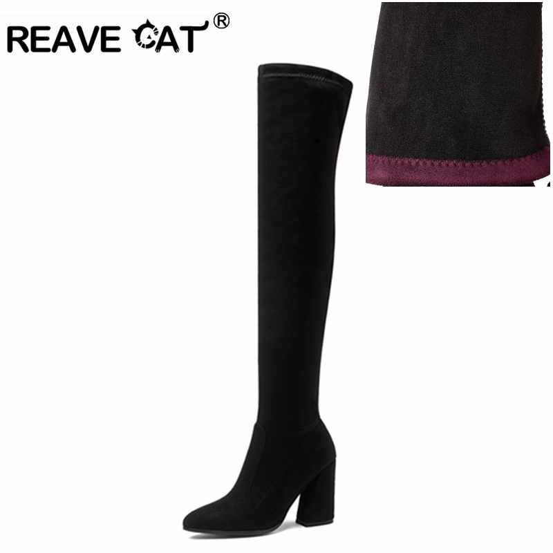 REAVE CAT 2020 Winter Over The Knee Boots High Heel Warm Boots For Women Stretch Fabric Fur Flock Pointed Toe A882, Wine red
REAVE CAT 2020 Winter Over The Knee Boots High Heel Warm Boots For Women Stretch Fabric Fur Flock Pointed Toe A882, Wine red