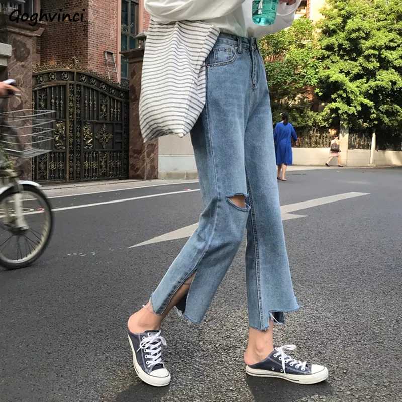 Jeans Women High-waist Holes Ripped Side-slit Vintage Ankle-length All-match Teens Slender Chic Korean Streetwear Fur-line New, Blue-9192
Jeans Women High-waist Holes Ripped Side-slit Vintage Ankle-length All-match Teens Slender Chic Korean Streetwear Fur-line New, Blue-9192