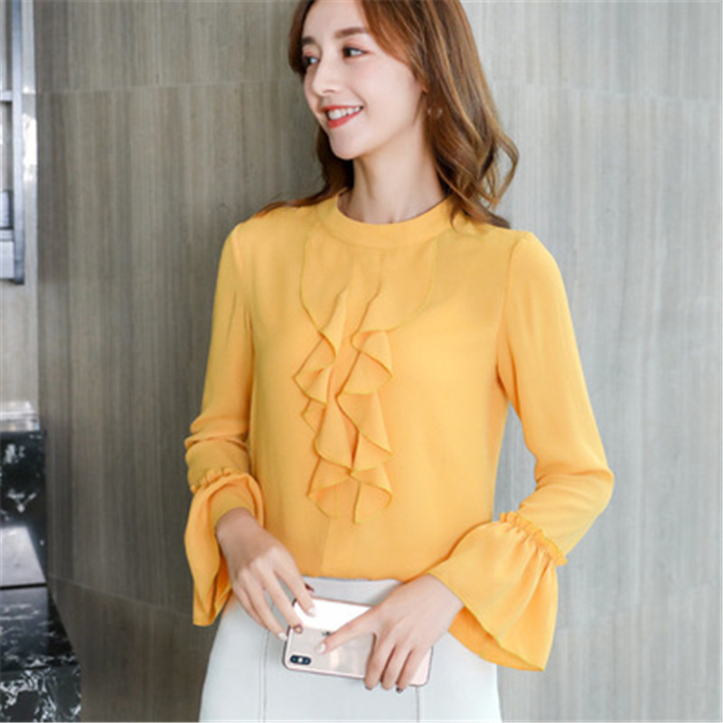 Korea Flare Sleeve Tops Blouses Winter Fashion Slim Chiffon Women Blouse Autumn bottoming Office Shirts Ladies Blusas Mujer, Blue
Korea Flare Sleeve Tops Blouses Winter Fashion Slim Chiffon Women Blouse Autumn bottoming Office Shirts Ladies Blusas Mujer, Blue