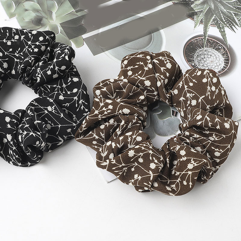Vintage Print Hair Scrunchies Ladies Chiffon Scrunchie Women Elastic Hair Bands Girls Headwear Floral Hair ties accessories