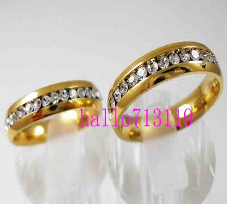 30Pcs Golden Silver Zircon Comfortable stainless steel rings wholesale lot