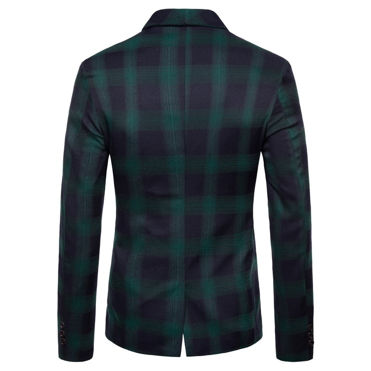 2020 Newest Handsome Casual Fashion Men Retro Style Double-breasted Plaid Block Men Suit Fit Slim Men Coat Jacket