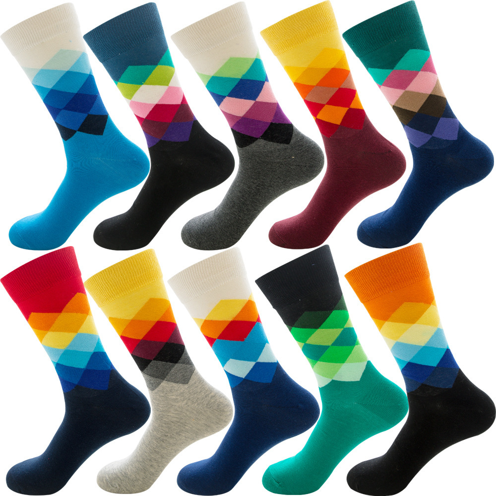 Big Size Colorful Cotton Socks Men Christmas Striped Dot Animal Fruit Food Casual Fashion Winter Crew Socks Funny Men Socks 200924
