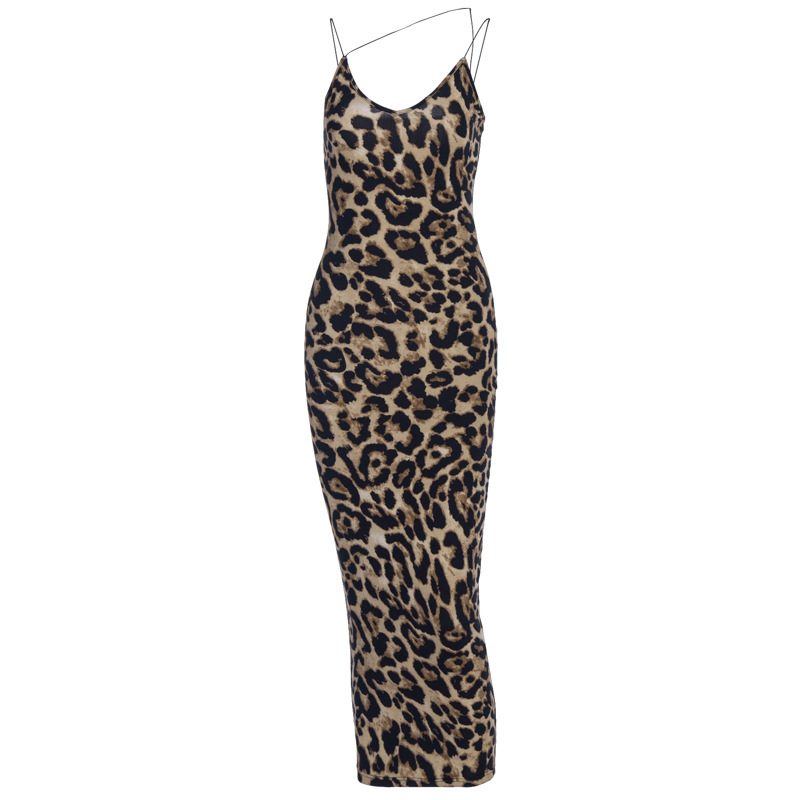 Leopard Dress 2020 Women sex bodycon Long Beach Dress Loose Long Sleeve V-neck A-line Sexy Party Dress Vestidos party