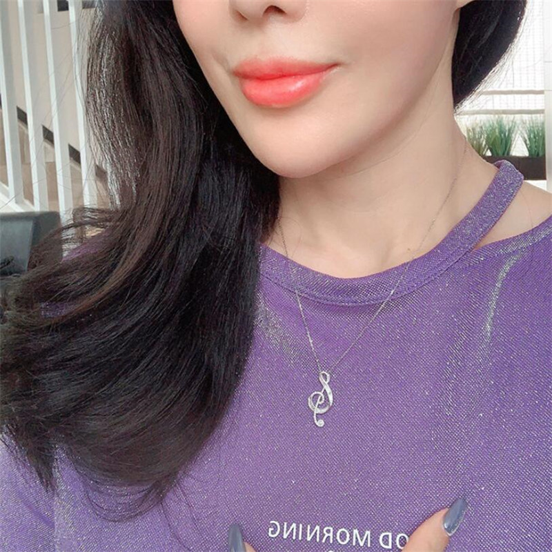 Sterg Sier Full White Topaz CZ Dia Love Note Pendant Necklace for Women