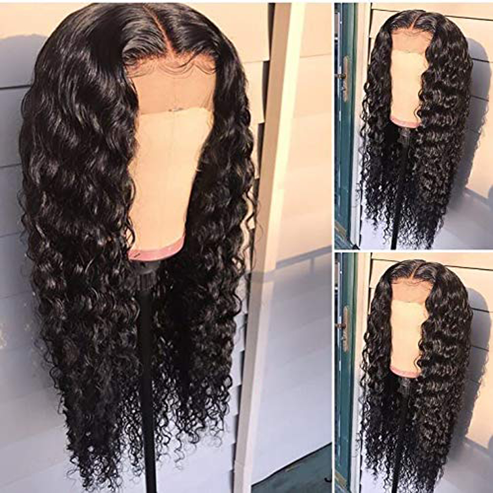 13X4 Lace Closure simulation Human Hair Wig Water Wave synthetc lace front wig for Women Pre Plucked Density 150% wet and wavy Wig