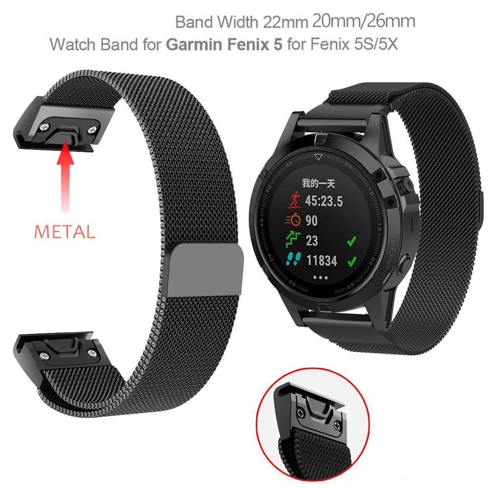 Replacement Quick Release easyFit Metal Stainless Steel smartwatch Band Strap for Garmin Fenix6S 6X 6 Pro 5/5S/5X Plus watchband