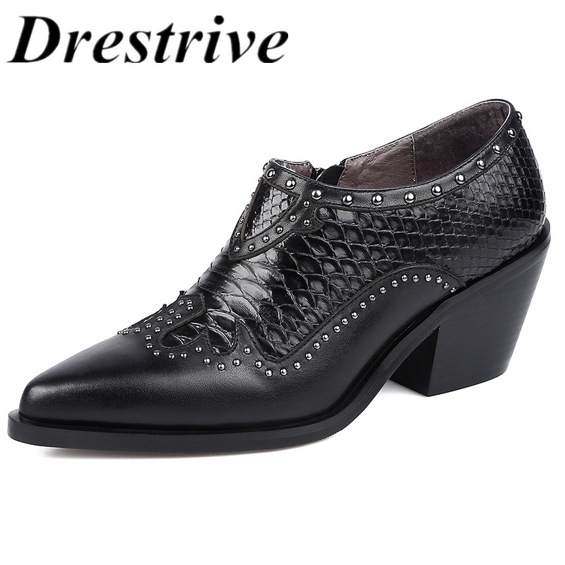 Drestrive Women's Pumps Thick Heels Black Pointed Toe Cow Leather Patchwork Rivet Fish Scale Pattern 2020 Autumn Office Zipper
Drestrive Women's Pumps Thick Heels Black Pointed Toe Cow Leather Patchwork Rivet Fish Scale Pattern 2020 Autumn Office Zipper