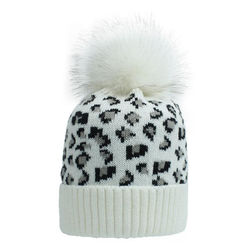 Women Winter Leopard Knitted Hats Fashion Pom Pom Beanies Knitted Has Bonnet Pom Beanie Caps Party Hats Supplies 9 styles da894