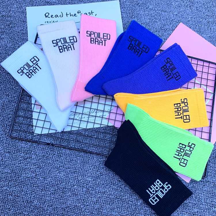 CHAOZHU New spoiled brat Bright colors fashion stretch street young socks 8 colors neon navy purple white yellow unisex socks