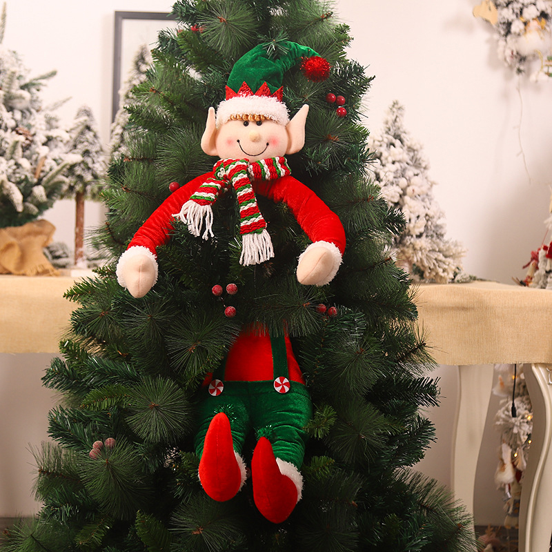 1pc Cartoon Santa Claus Elf Doll Christmas Xtmas Tree Toppers Ornament Door Home Hotel New Year Party Decor Pendant Gift