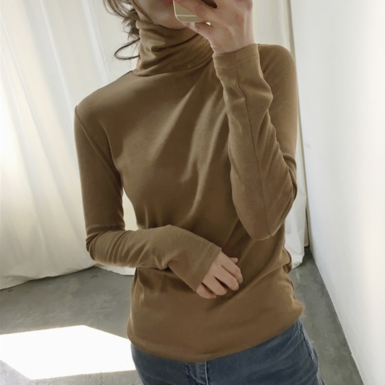 Autumn Winter Sweater Women Basic Slim Fitted Office Lady Turtleneck Pullovers Solid CX200810
